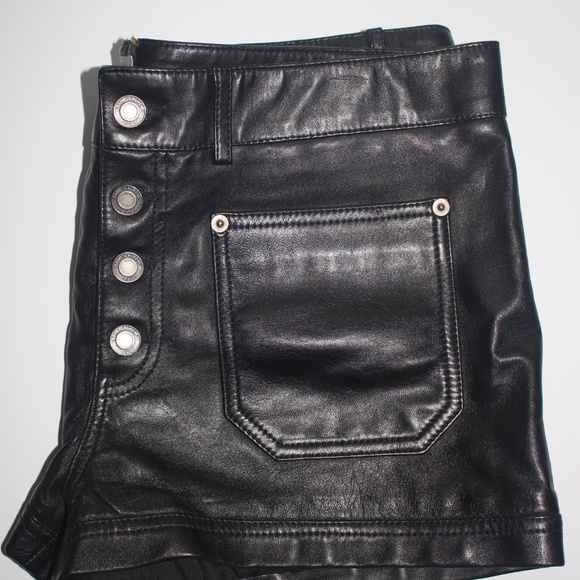 SAINT LAURENT Leather Shorts In Black - Picture 7 of 9